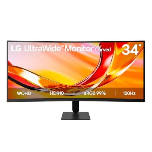 LG UltraWide Monitor 34U601B-B, 34 inch Curved UWQHD 1440p, 120Hz w/VRR, VA, 5ms, FreeSync Premium, HDR10, HDMI 2.0, DP 1.4, Black