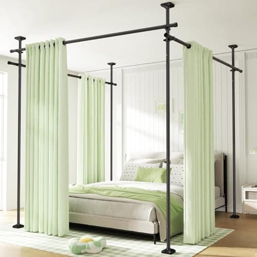 WELDUN Room Divider Curtain Rods, No Drill Damage Free Standing Curtain Rod