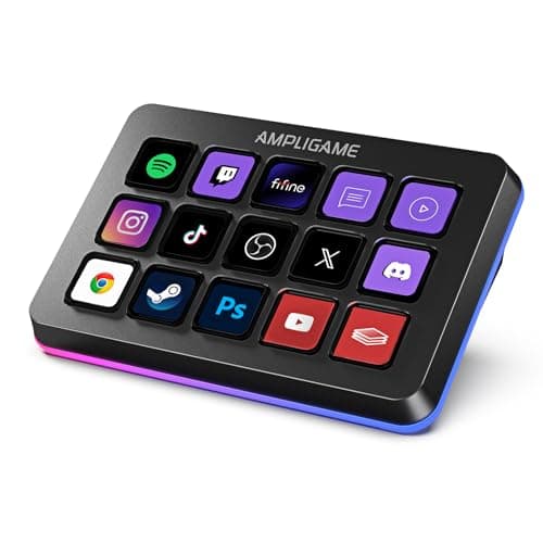 AmpliGame FIFINE Stream Controller with 15 Macro Keys, Streaming Keyboard for OBS/Twitch/YouTube/Streamlabs, Shortcut Keyboard for Mac and PC