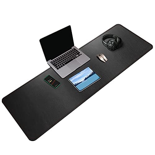 ZORESYN Desk Mat 140x40cm for Office & Gaming Black - XXL Extend Mouse pad PU Leather Waterproof Surface, Desktop protector with Nonslip Base