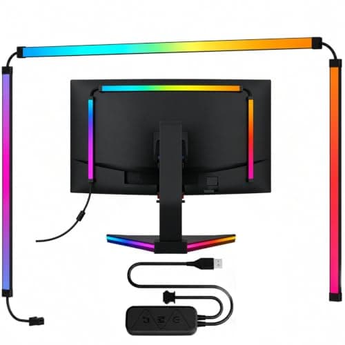 lvifloae Monitor LED Backlights for PC & Mac,LED Strip Lights that Sync with Screen Color or Music,Computer Light Bar Behind Screen Software Controll Dynamic Light USB Port for Desk Gaming (27inch)