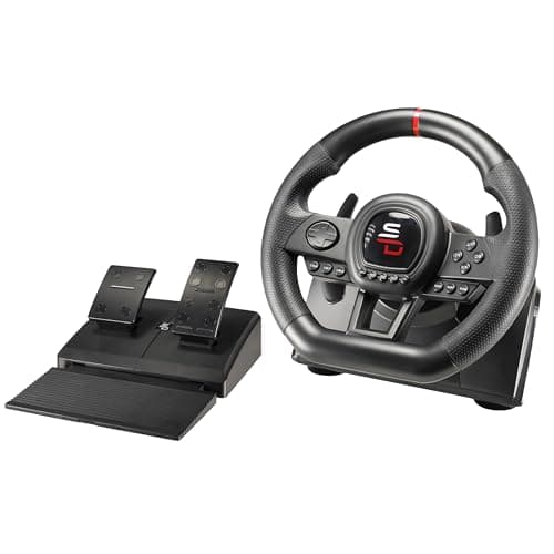 Subsonic Superdrive - SV650 Racing steering wheel with pedal and paddle shifters for Xbox Serie X/S, Switch, PS4, Xbox One, PC (programmable for all games) | Racing wheel Ps4 Xbox Series X/S & Xbox One, Paddle shifters, Gas & brake pedals, PC compatible, Driving simulator