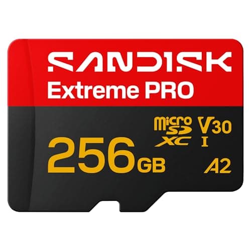 SANDISK Extreme PRO microSD + Adapter 256GB, Up to 250MB/s Read Speeds | UHS-I, V30, 5K, 4K UHD, U3, C10, A2, Ideal for Action Cams, Drones, Android Devices, Laptops, Up to 170MB/s Write speeds