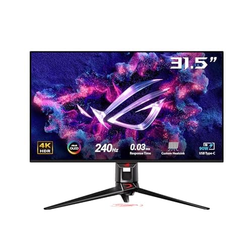 ASUS ROG Swift OLED PG32UCDMZ Gaming Monitor - 32-inch (31.5-inch viewable) 4K (3840 x 2160) QD-OLED panel, 240 Hz, 0.03 ms (GTG), G-SYNC, 99 percent DCI-P3, True 10-bit, ASUS DisplayWidget Center