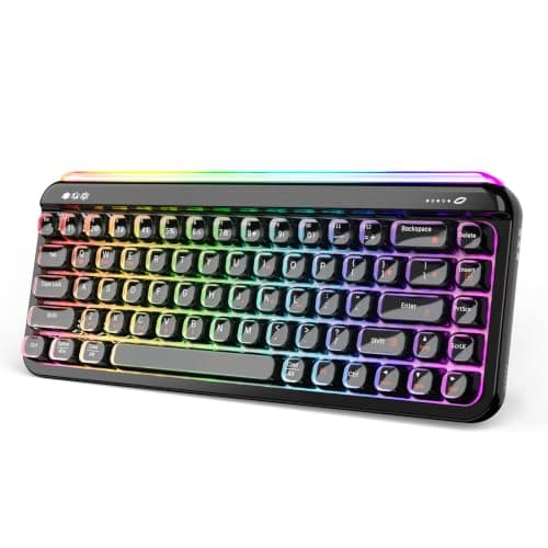 AJAZZ AF68 Wireless Membrane Keyboard, 2.4 GHz/Type-C/BT 68% Layout 68-Key Gaming Keyboard, 4000mAh Battery, Translucent Keycaps RGB Lighting with Integrated Side Light Bar, Velvet Packaging, Black