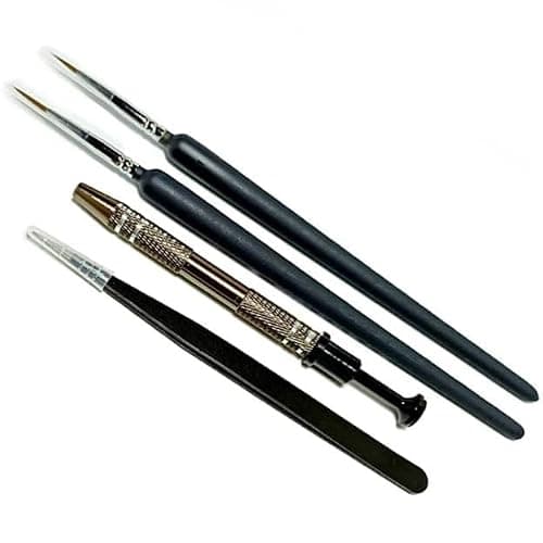 4 Pcs Mechanical Keyboard Switch Lubing Tool Kit – Brushes, Stem Holder & Tweezers for Switch Lubrication | Suitable for Cherry MX/Gateron/Kailh Switches, and Krytox 205g0 Lube