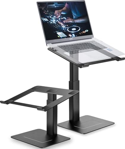 supamir Adjustable Laptop Stand for Desk, DJ Laptop Riser, Standing Desk Converter, Support Working on Computer Sitting/Standing, Compatible with MacBook, Dell, HP and All 13"-16.5" Notebooks, Black