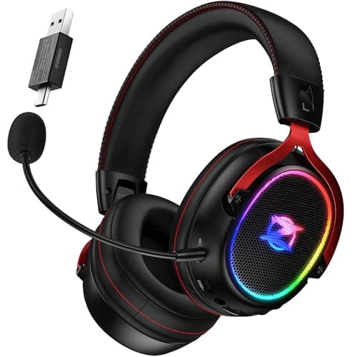 Ozeino Wireless Gaming Headset, 2.4 GHz Lossless Connection, 7.1 Surround Sound, Gaming Headphones with Detachable ENC Noise Canceling Mic, 45-Hour Battery for Ps5, Ps4, PC, Laptop, Switch