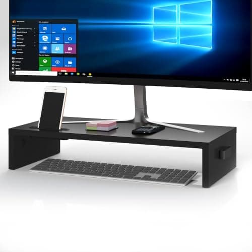 BONTEC Monitor Stand for Desk, Wooden Riser, 540 x 255 x 104 mm, 30 kg Load