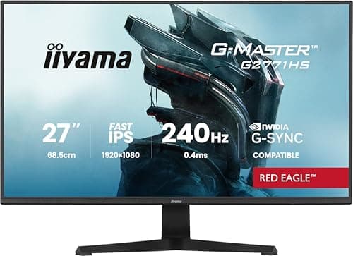iiyama G-Master Red Eagle G2771HS-B1 27 Inch Fast IPS LED Gaming Monitor Full HD 240Hz HDMI DP 0.4ms G-SYNC Black