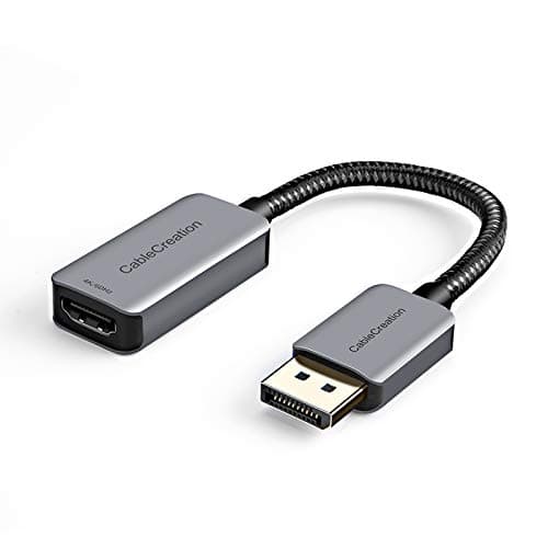 CableCreation Active DP to HDMI Adapter, DP Male to HDMI Female 2.0 Adapter HDR 4K@60Hz 2K@144Hz 1080P@144Hz, Braided DisplayPort 1.4 to HDMI 2.0 Converter, Support Eyefinity Multi-Display, Aluminum
