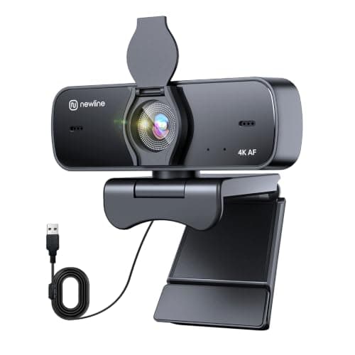 N newline 4K Webcam with Microphone, 12MP 30FPS HD Streaming Camera for PC Laptop Mac, Upgraded Autofocus with Privacy Cover & Light Correction, USB Plug and Play for Zoom/Teams Video Calls