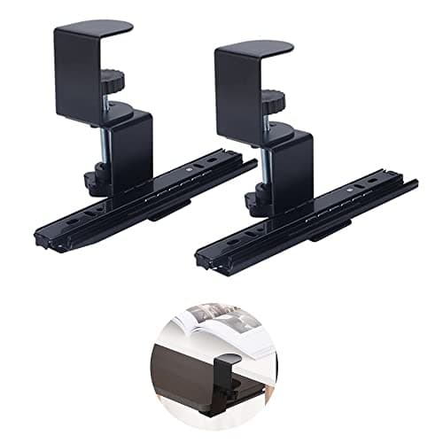 Niciksty Keyboard Clamp Rail Under Desk Set, Adjustable Clamp and 20 cm Rail Set for DIY Custom Wooden Keyboard Trays (Tray Not Included), Under Desk Pull Out Slider Track with C-clamp Mount System