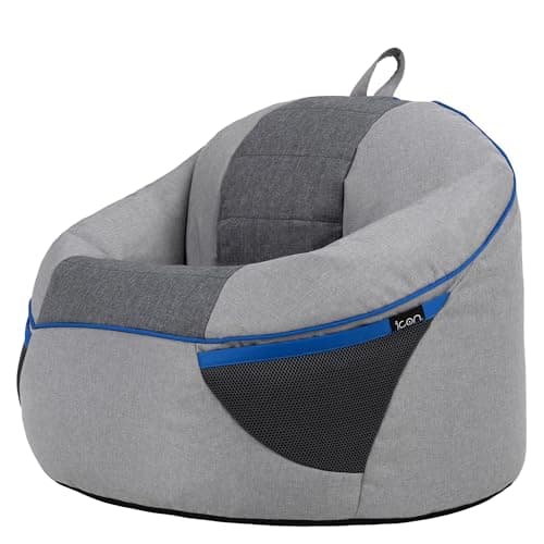 icon Alpha Kids Gaming Bean Bag with Filling Included, Grey and Blue