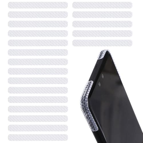 Xinjoduz 20 PCS Cell Phone Grip Tape, Non Slip Strips, Phone Grip Adhesive for Case, Anti-Slip PhoneGrips, CellPhone Sticky Grips Tape Strips, Transparent Silicone