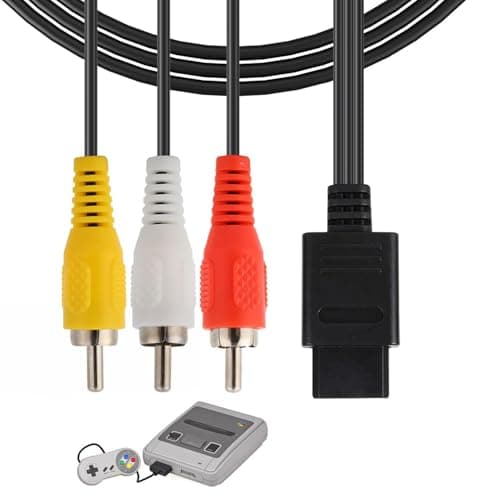 N64 AV Cable – RCA Audio Video Cord Compatible with Nintendo 64, GameCube & Super Nintendo – Retro Console Composite AV TV Adapter – Video Output for Classic Gaming Experience on Modern Displays