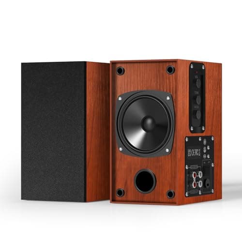 Elimavi Active Bookshelf Speakers, 30W X 2 Computer Speaker With 4 Inch Woofer, External TV Speakers With 3.5-RCA Input For PC and Home Surround Sound - Brown