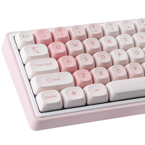 Sunzit Pink MOA Keycaps,142 Keys Cute Cherry PBT Dye Sublimation Custom Keycap Set for Cherry MX Switches ISO/ANSI UK Layout 104/87/74/61 60 Mechanical Gaming Keyboard