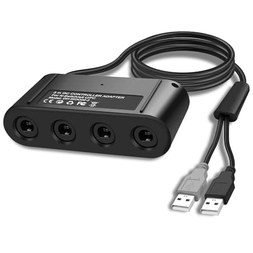 MEIRIYFA Gamecube Controller Adapter for Switch - Super Smash Bros Compatible, 4 Port with Turbo and Vibration Features