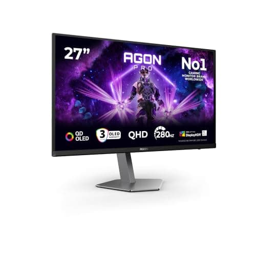 AOC AG276QZD2AM 27" WQHD Gaming Monitor 240Hz, QD-OLED Panel, 0.03ms GtG, HDR400 TB, FreeSync Prem. Pro, G-Sync Comp., Height Adjustment, Speakers, (2560x1440 HDMI 2x 2.0 DP 2x 1.4 USB Hub) Black