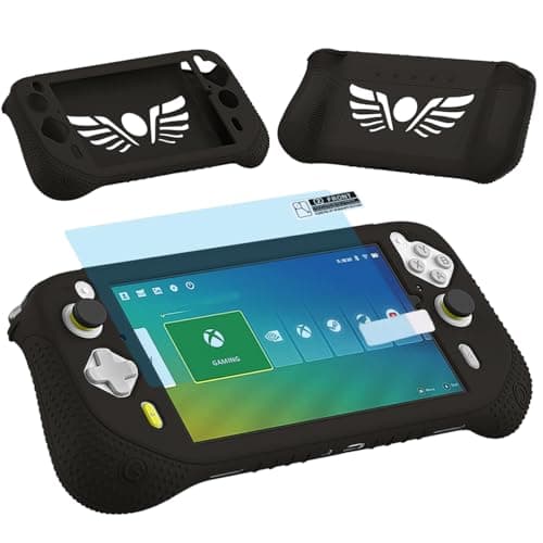 Silicone Cover Case for Logitech G Cloud Gaming Handheld, Protective Skin Sleeve for Logitech G Cloud Gaming Console Screen Film Protector Accessories (Black Case and Screen Film)