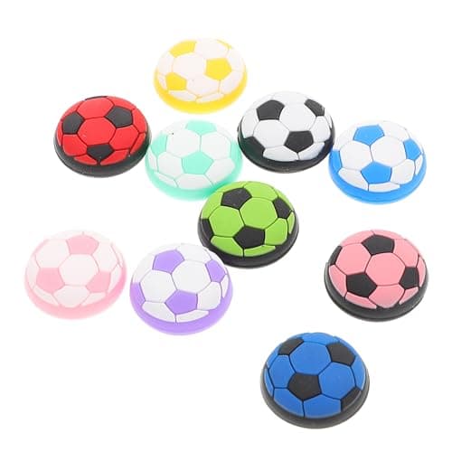 ibasenice 10pcs Soccer Design Joystick Thumb Grips Caps Analog Stick Covers Nonslip Joystick Cap Controller Grip for Game Console Steering Wheel Handle