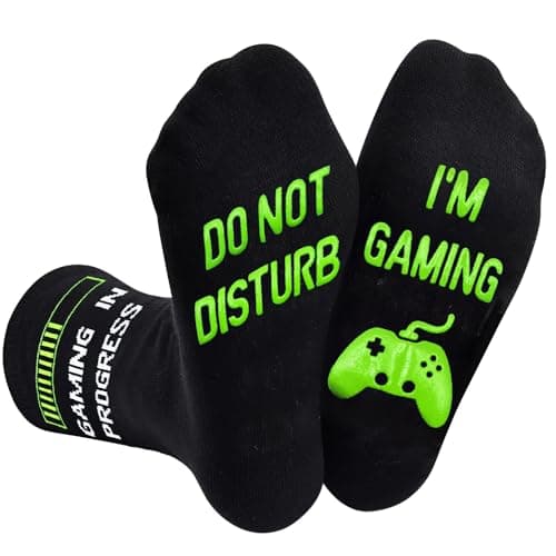 Funny Socks, DO NOT DISTURB I'M GAMING Socks with Grips Gamer Gifts for Men Who Have Everything, Gaming Novelty Gifts for Teenage Boys Men 9-12 uk Christmas Birthday Gifts