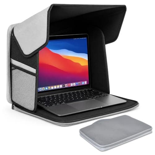 Screen Sun Visor, 2-in-1 Adjustable Monitor Cover & Privacy Shield, Fits 12-16 inch Laptop Portable Laptop Sun Shade, Computer Glare Shield Reduces Glare & Eye Strain, Working Outdoor Travel (Grey)
