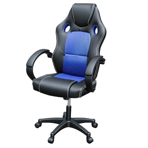 Panana Gaming Chair, Racing Style Office High Back Ergonomic Conference Work Chair Reclining Computer PC Swivel Desk Chair with Lumbar Support&Adjustable Task Gas lift PU Leather (Blue)