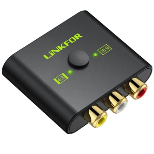 LiNKFOR RCA to HDMI Converter for Retro Gaming – AV to HDMI Adapter with 4:3 & 16:9 Aspect Ratio Switch, 1080P/720P Output, Plug & Play for Modern TVs