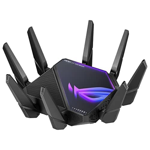 ASUS ROG Rapture GT-AXE16000 quad-band WiFi 6E gaming router, new 6 GHz band, dual 10G ports, 2.5G WAN port, dual WAN, AiMesh support, VPN Fusion, Triple-level game acceleration, network security
