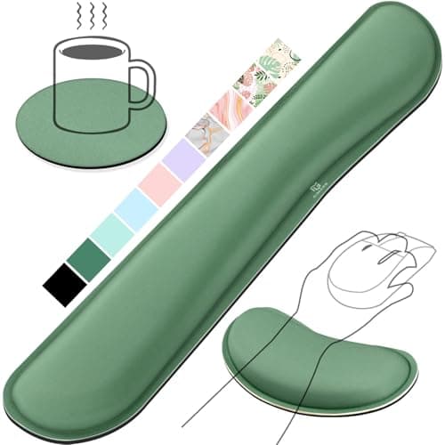 Gimars Upgrade Enlarge Silky Memory Foam Wrist Rest for Computer Keyboard, Mouse, 3 PCS Ergonomic Keyboard Wrist Rest for Typing Pain Relief, Mouse Pad Wrist Support for Office Gaming, Dark Green