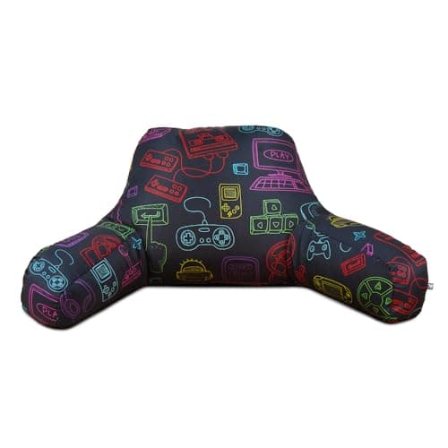 rucomfy Beanbags Cuddle Cushion, Gaming Designs, Ergonomic Soft Support Pillow. D40cm x W80cm x H30cm (Retro Gaming)