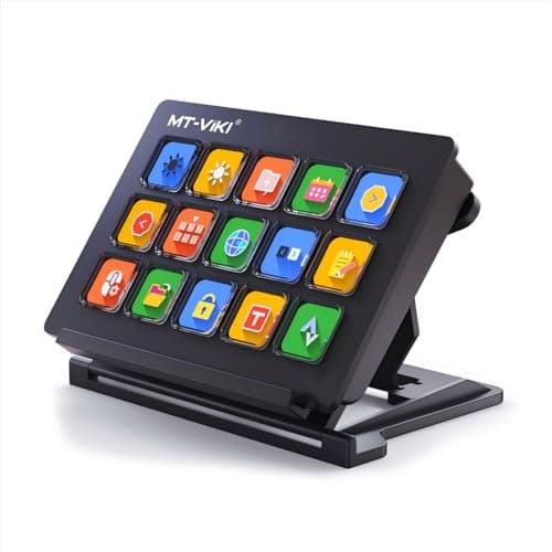 MT-VIKI Controller 15 Customizable LCD Keys Streaming Console, Trigger Actions In OBS Studio, Streamlabs, Twitch, Youtube And More, PC/Mac w/3 PCS Sticker Skin