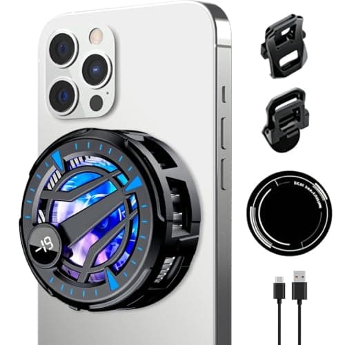 USB Rechargeable Semiconductor Phone Cooler, Magnetic & Clip Dual Mode Quiet Mobile Cooling Pad for Gaming Live Streaming Video Watching (Black)