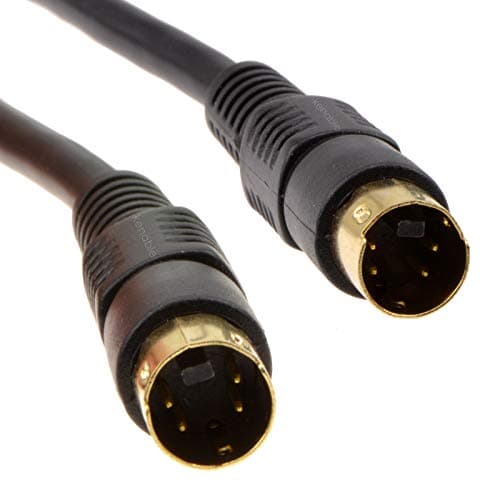 kenable SVHS S-Video Cable 4 Pin Mini DIN Plug to Plug Gold Contacts Video Lead Black 1.5m