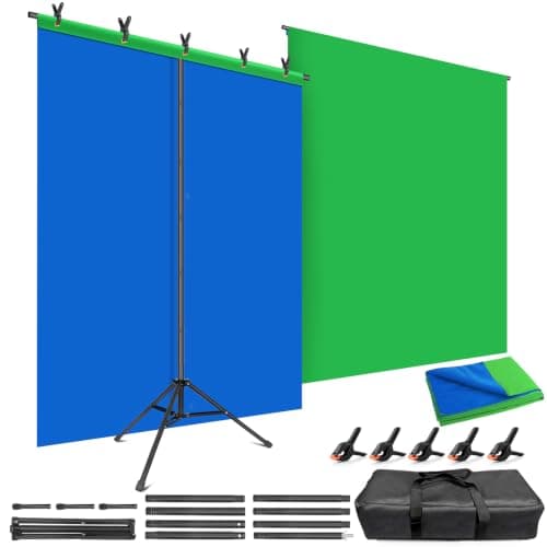 JEBUTU Green Blue Backdrop with Stand 1.5m x 2.1m