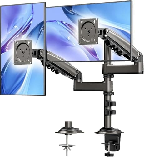HUANUO Taller Dual Monitor Stand Long Arms for 13 to 32 inch Screens, Monitor Arm Desk Mount with Tilt Swivel Rotation, Height Adjustable Gaming Monitor Arm, Load Capacity 9kg, VESA 75 & 100 mm