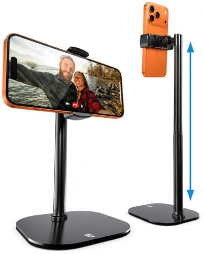 Cooper ChatStand, Height Adjustable Mobile Phone Stand for Desk, Mobile Phone Holder, iPhone Stand for Filming, iPhone Holder Desk, Video Recording, Streaming on Samsung, Android Phones, (Black)