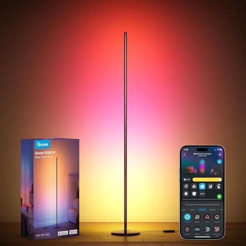 Govee LED Floor Lamp, RGBIC Corner Lamp, Works with Alexa and Matter, Black | Smart Color Changing Standing Lamp with 61 Scene Modes, Music Sync, Corner Floor Lamp for Living Room, Bedroom and Office