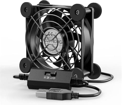 ELUTENG 80mm USB Fan 5V, Quiet PC Fans with 3 Adjustable Speeds 2900 RPM