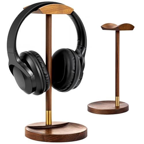 Plehood Headphone Stand for Desk, Solid Wood Headset Hanger Gaming Holder, Desktop Earphone Artful Functional Craftsmanship Stand for All Headsets with Solid Wooden Base