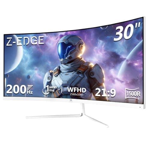 Z-Edge 30 Inch Ultrawide Curved Gaming Monitor 200Hz 2560x1080 21:9 White