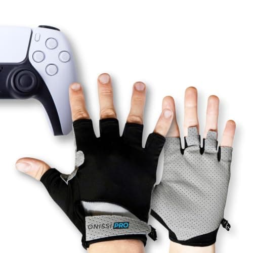ONISSI Professional Gaming Gloves for Sweaty Hands | SIM Running Gloves for Men Women | Sweatproof, Half Finger, Player Grip for PS4/PS5/Xbox/Computer/PC/VR