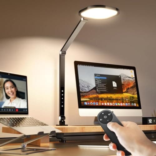 LitONES LED Desk Lamp with Clamp&Remote, Computer Desk Light for Video Call