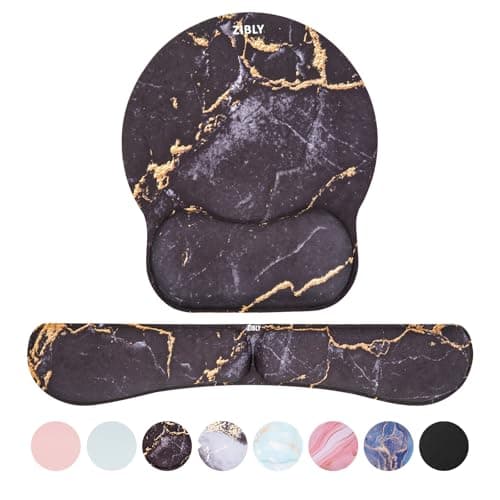 Zibly Keyboard Wrist Rest and Mouse mat Wrist Support, Comfortable Memory Foam Mouse pad Wrist Support Cushion with Anti-Slip Grip for Office Computer Laptop Working Gaming (Combo Black Marble)