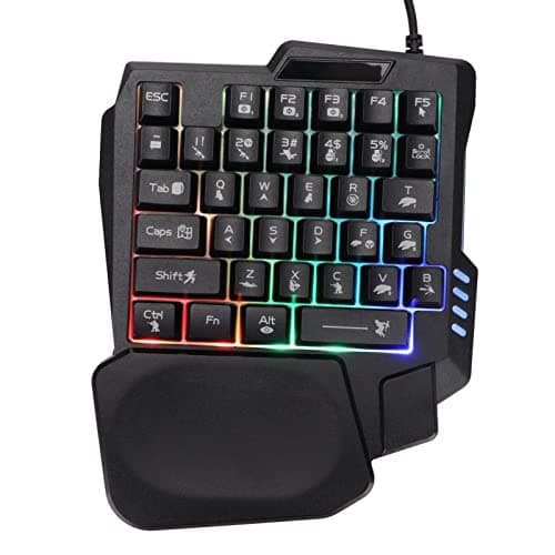 Ausla Mini Gaming Keypad, 35 Keys Backlight One Handed Gaming Keyboard, USB Wired K13, Three Color Backlight Gaming PC Accessories with Rubber Anti Slip Foot Pad