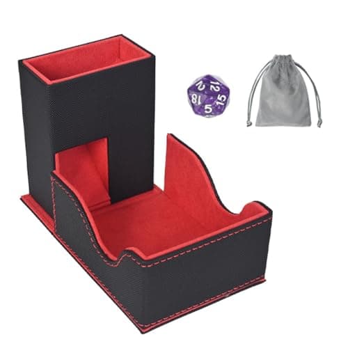 ANCLLO Dices Tower Organizers, PU Leather Magnetic Dice Roller Tower, 3-in-1 Folding Holder Case Mat for Tabletop Enthusiasts RPG Gaming Equipment