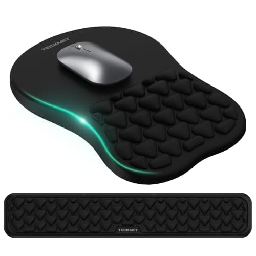 TECKNET Mouse Mat Wrist Support and Keyboard Wrist Rest Set