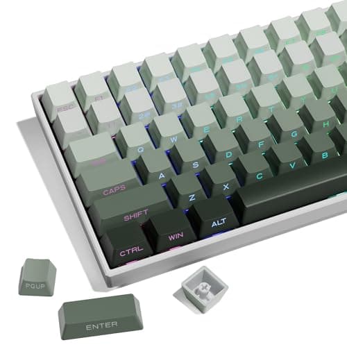 XVX Shine Through Gradient Seaweed Green Keycaps - Side Print, Double Shot PBT, 136 Keys, OEM Profile for Cherry Gateron MX Switches